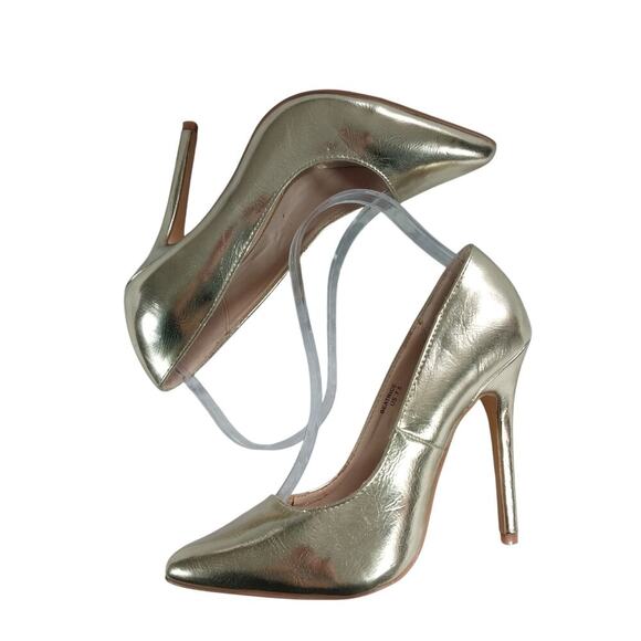 NWOT-1 SHOW! SIGNATURE! SHIMMERY GOLD VEGAN LEATHER CLASSIC INSPO PUMPS! SZ 7.5M - Picture 6 of 12